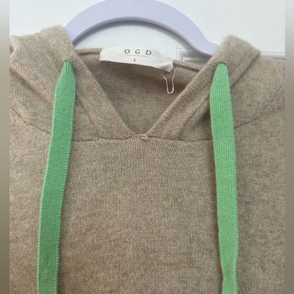 NWOT One Grey Day Cashmere Lance Cashmere Hoodie Beige Large - Picture 2 of 6